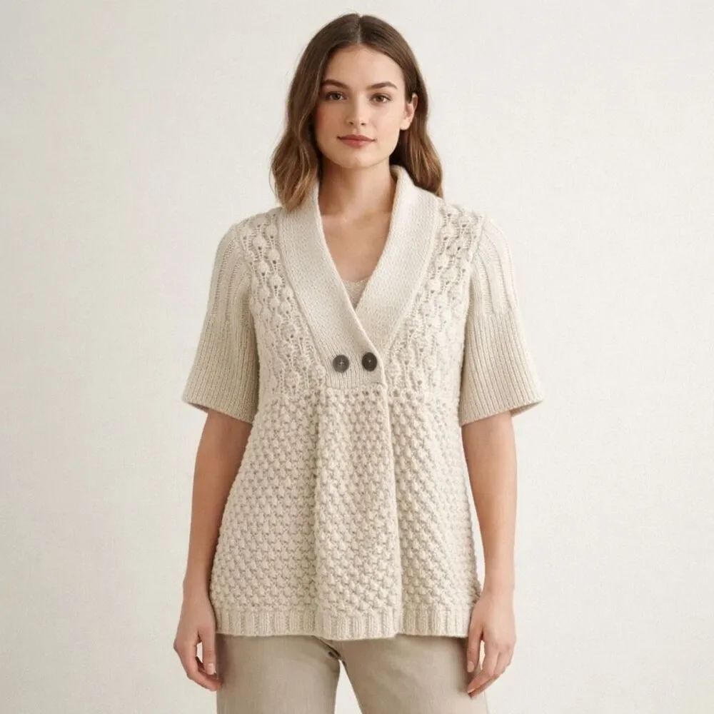 Even Design History Cream Knit Cardigan Sweater Medium Boho